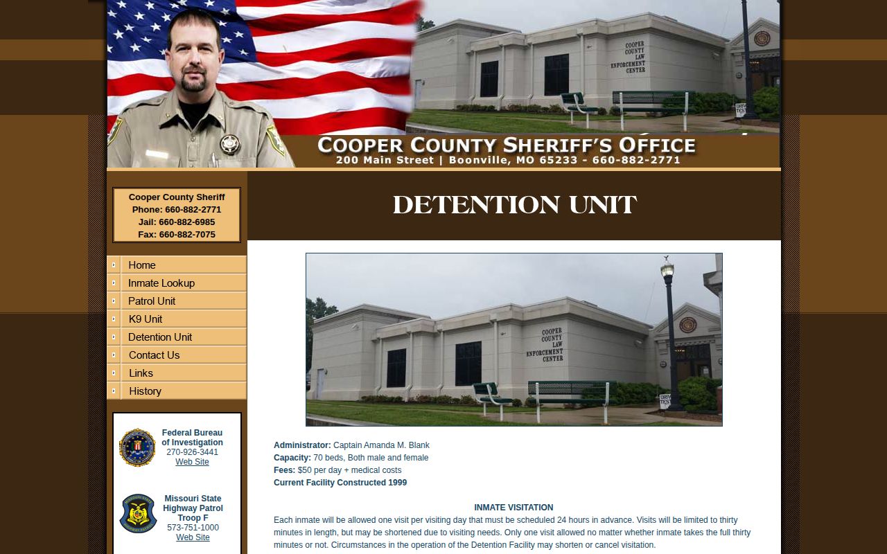 Cooper County Detention Center release records facility facts